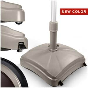 rolling umbrella base in driftwood color