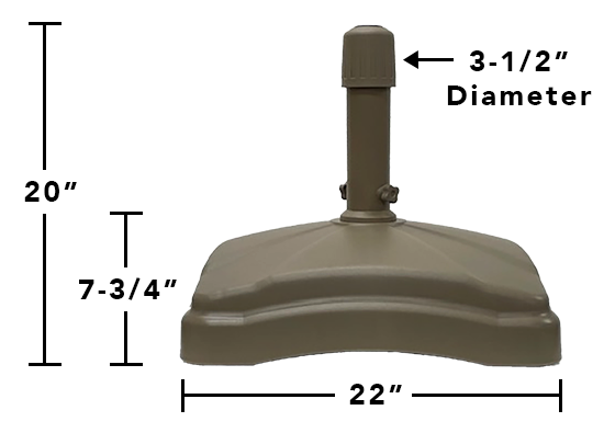umbrella base dimensions diagram