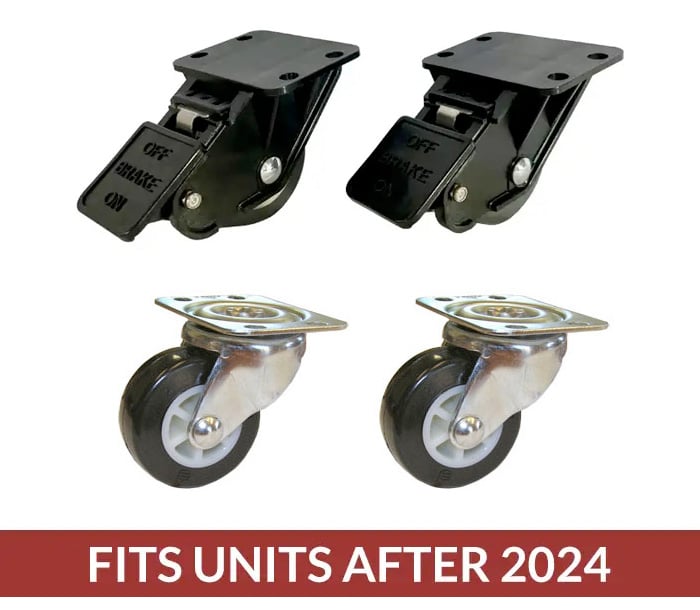 replacement wheels, 4 pack of 2 locking and 2 non-locking, fits rolling umbrella base after 2024